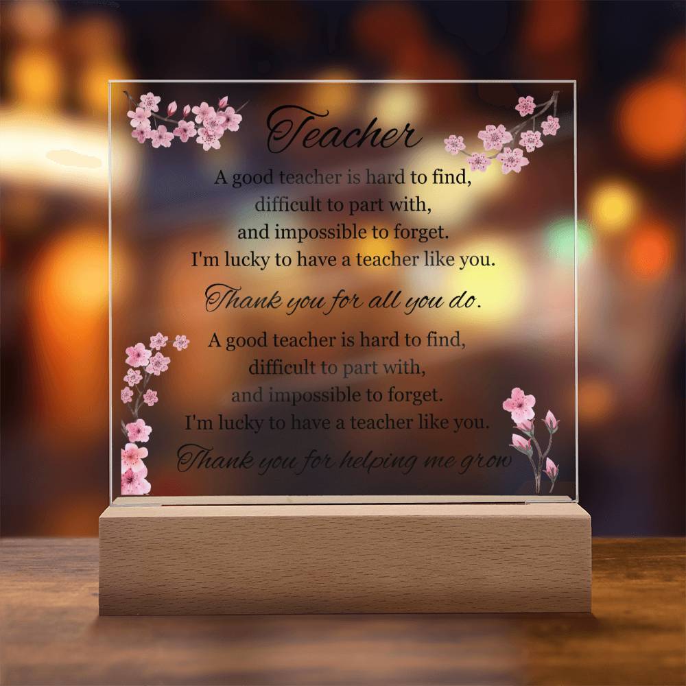 Teacher Appreciation Gift, Acrylic Square Plaque