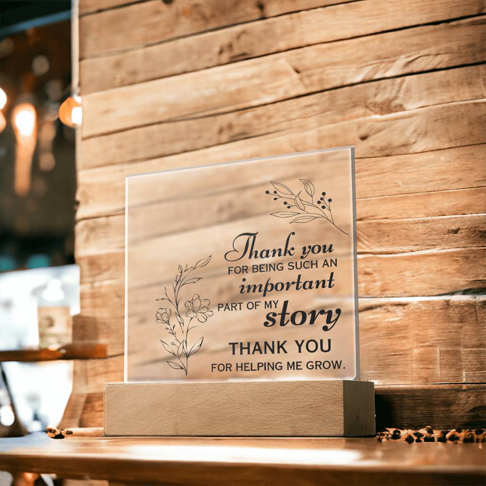 Thank You Gift, Appreciation For His or Her Help, Acrylic Square Plaque, Gift for Men or Women
