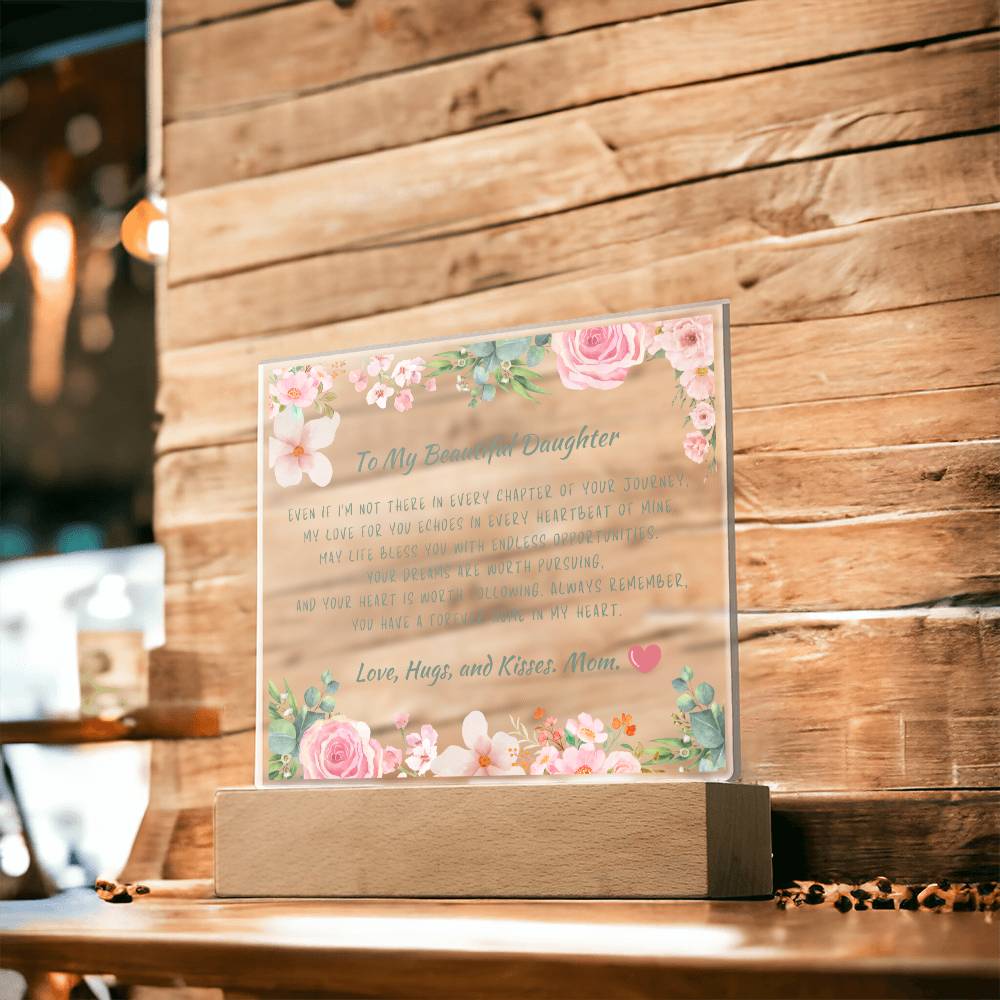 To My Beautiful Daughter Acrylic Plaque, Daughter Gift From Mom, Unique Inspirational Sentimental Gift for Her, Birthday Present Ideas, Home Decor