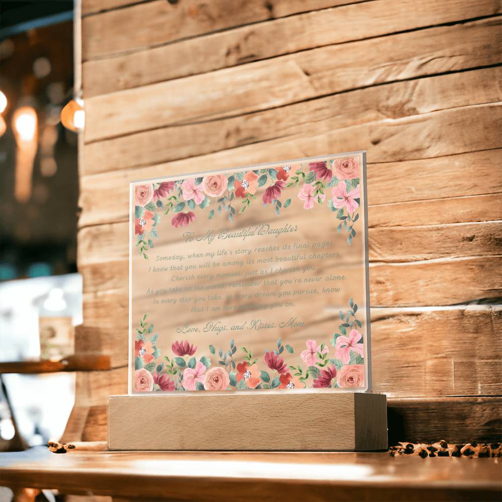 To My Beautiful Daughter Acrylic Plaque, Daughter Gift From Mom, Unique Inspirational Sentimental Gift for Her, Birthday Present Ideas, Home Decor