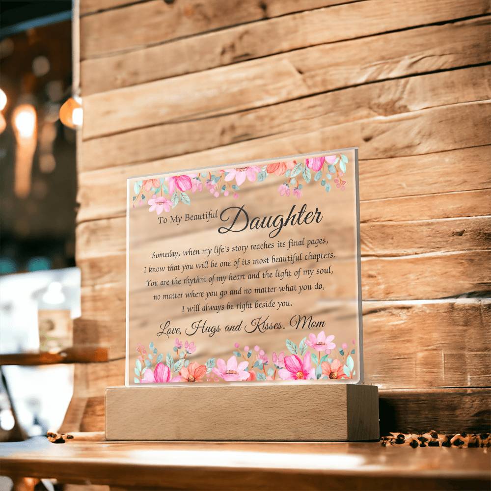 To My Beautiful Daughter Acrylic Plaque, Daughter Gift From Mom, Unique Inspirational Sentimental Gift for Her, Birthday Present Ideas, Home Decor