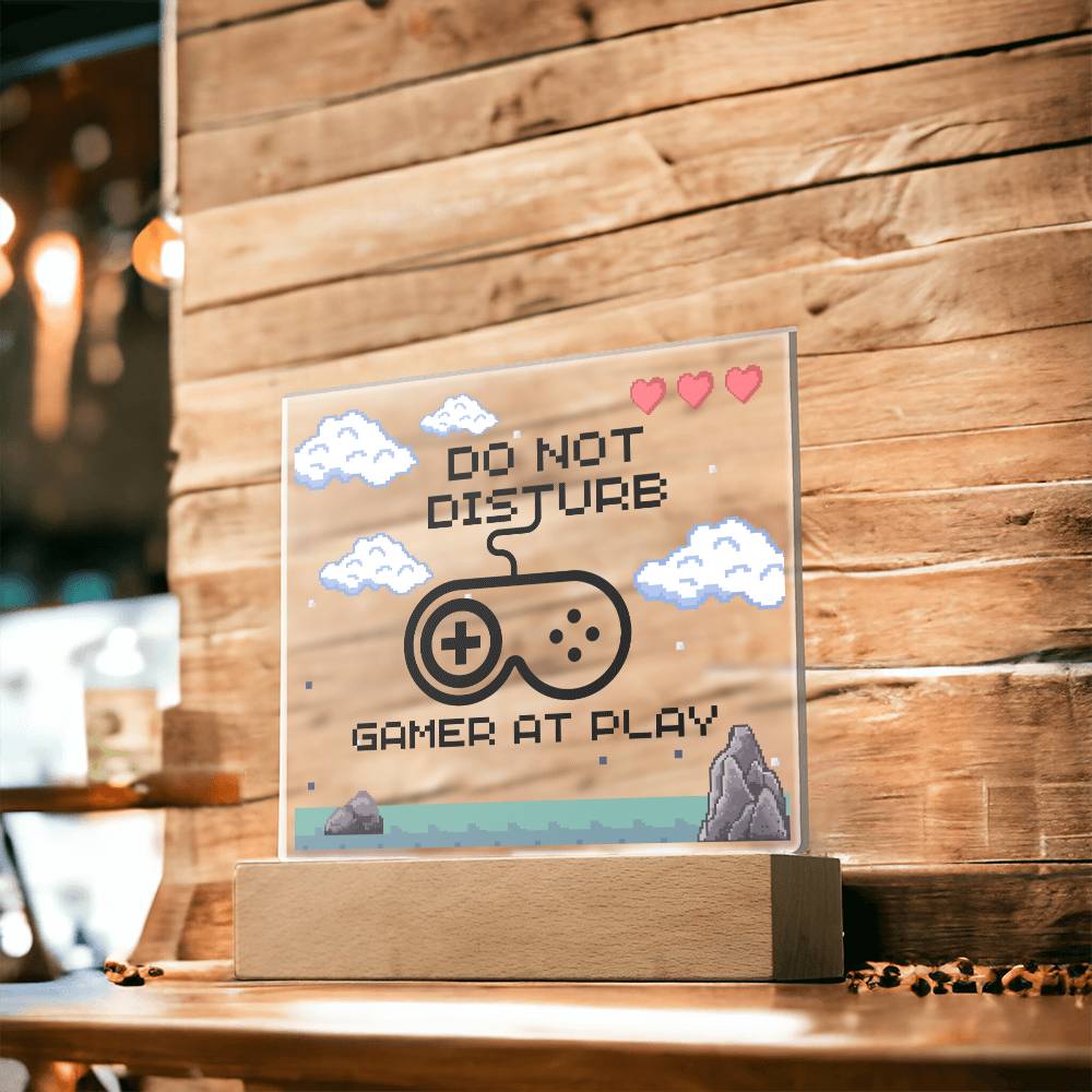 Do Not Disturb Gamer, Acrylic Plaque, Gift for Gamer Boyfriend Girlfriend Men Women, Unique Personalized Gift for Son Daughter Game Addicts, Wooden Base or LED Base