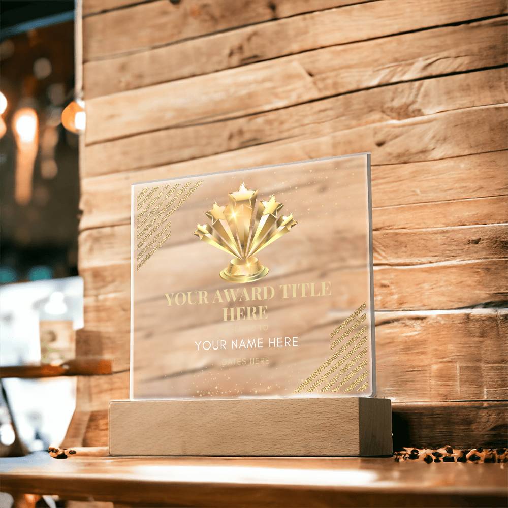 Customized Awards Acrylic Plaque, Company Business Awards for Employees Staffs Colleagues Coworkers, Unique Personalized Gift for Women and Men, Wooden Base or LED Base