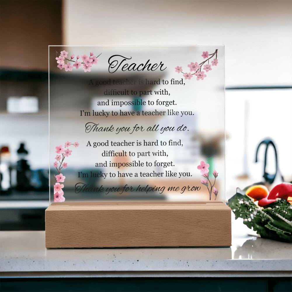 Teacher Appreciation Gift, Acrylic Square Plaque