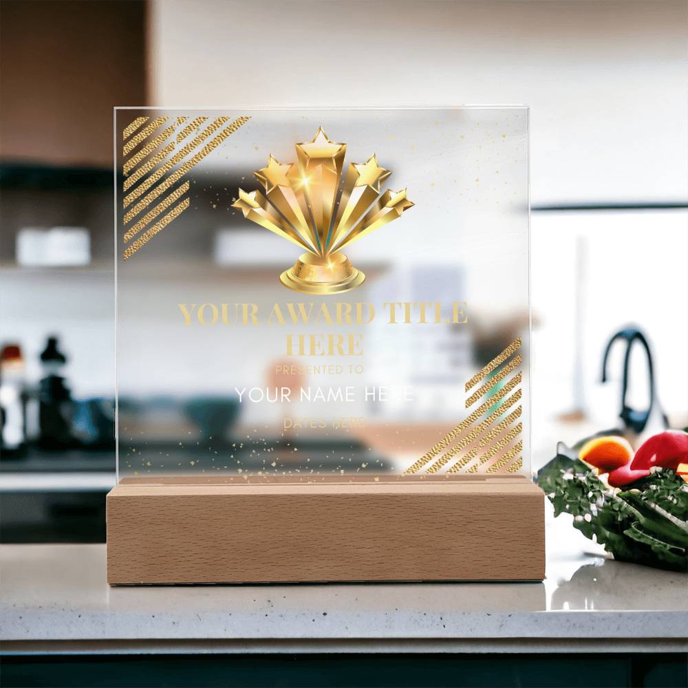 Customized Awards Acrylic Plaque, Company Business Awards for Employees Staffs Colleagues Coworkers, Unique Personalized Gift for Women and Men, Wooden Base or LED Base