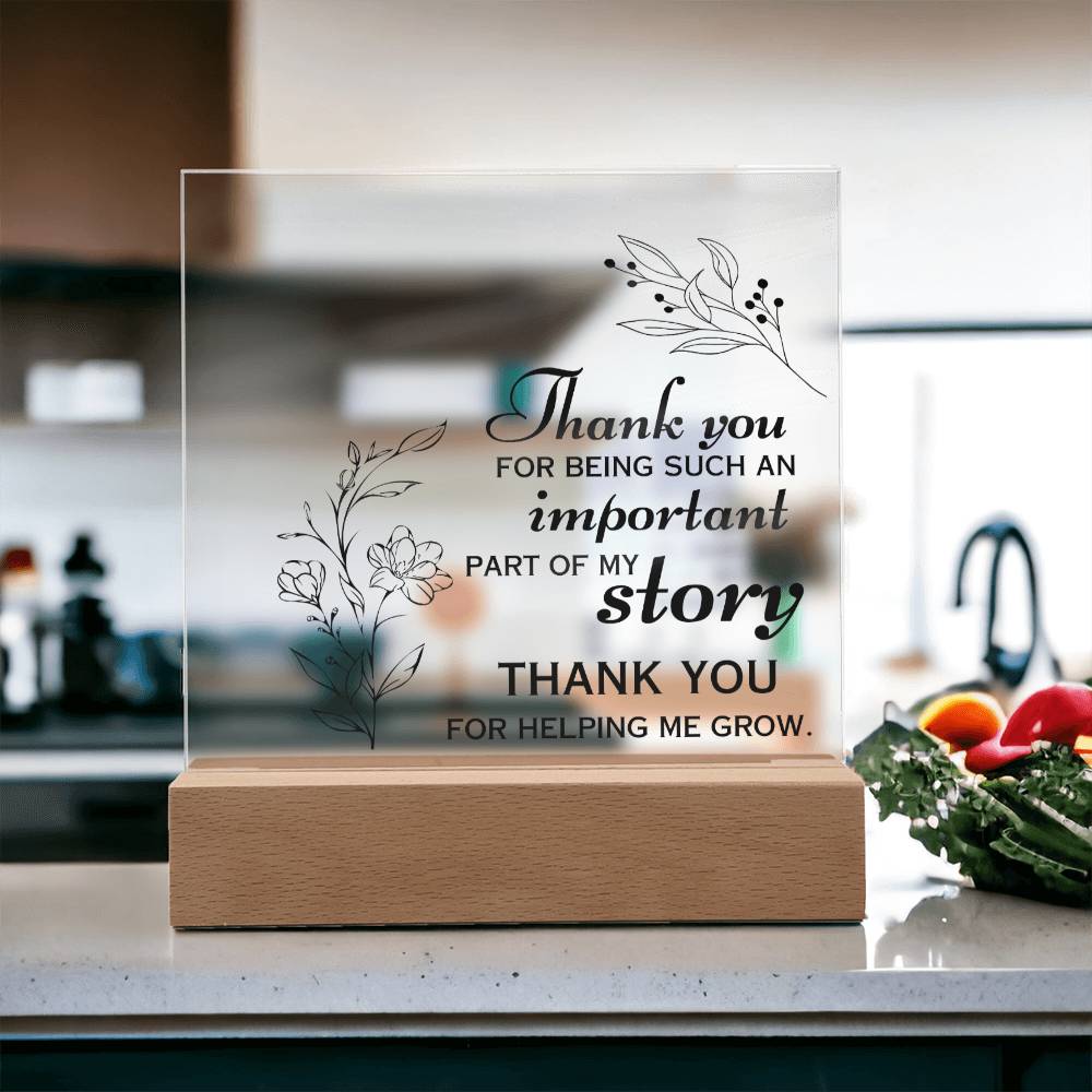 Thank You Gift, Appreciation For His or Her Help, Acrylic Square Plaque, Gift for Men or Women