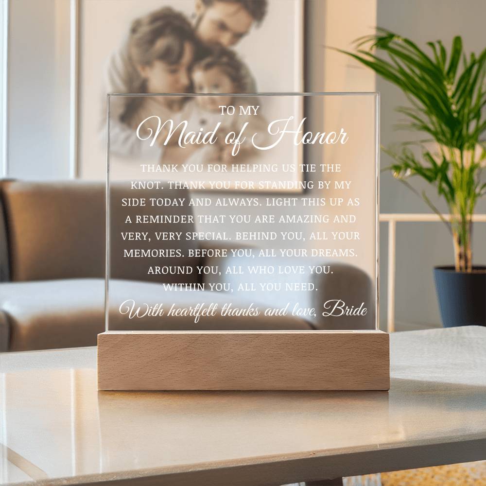 To My Maid of Honor, Acrylic Plaque