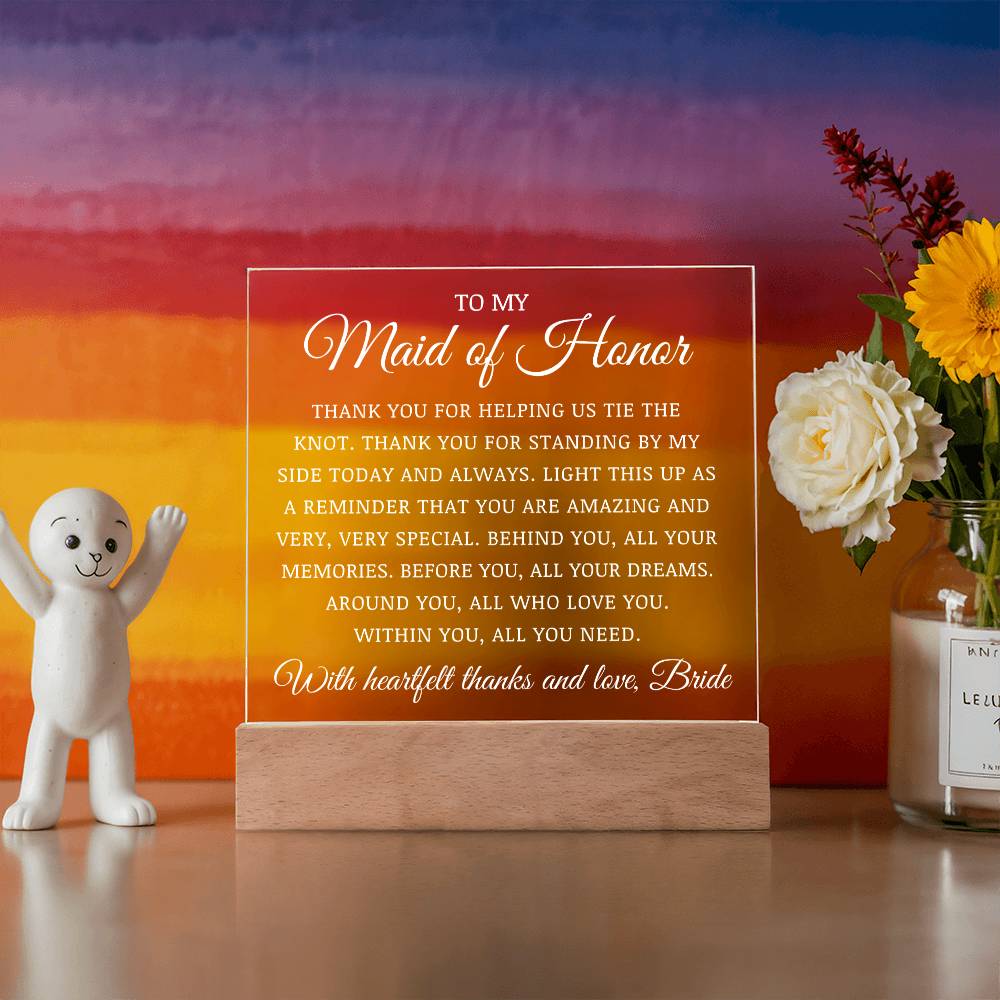To My Maid of Honor, Acrylic Plaque