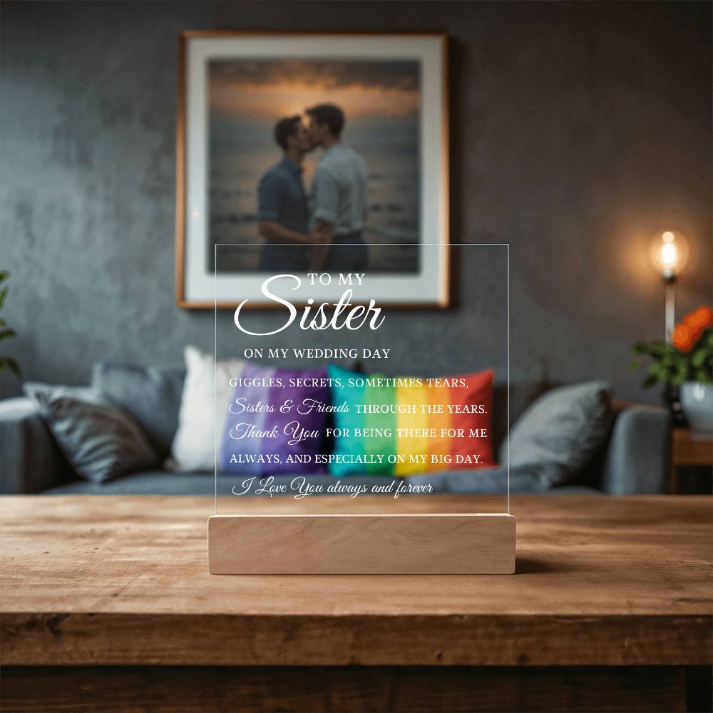 To My Sister, Wedding Day Gift for Sister, Acrylic Plaque