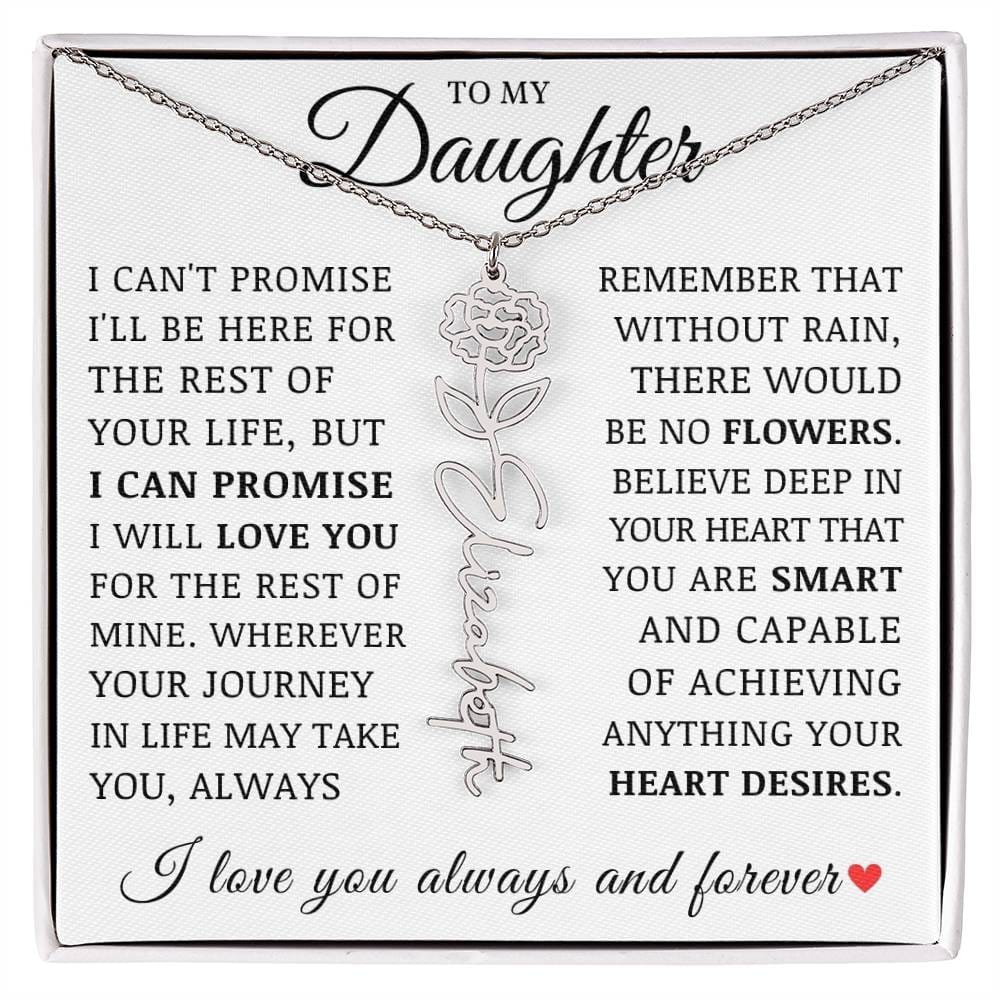 To My Daughter, Customized Name Necklace with Birth Flower, Birthday Christmas Graduation Gift for Her