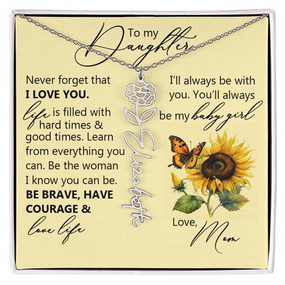 To My Daughter, Name Flower Necklace