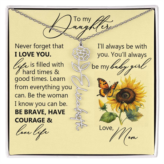 To My Daughter, Name Flower Necklace