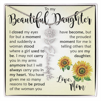 Custom Name Flower Necklace, Daughter Gift