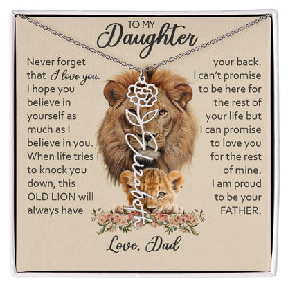 To My Daughter, Birth Flower Name Necklace