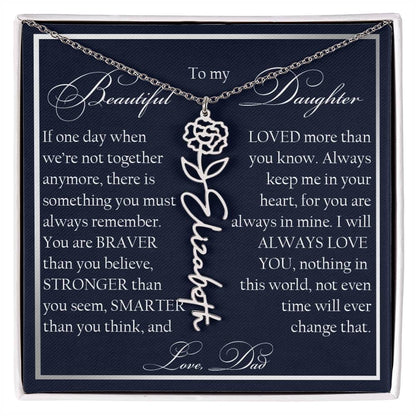 To My Beautiful Daughter, Name Flower Necklace