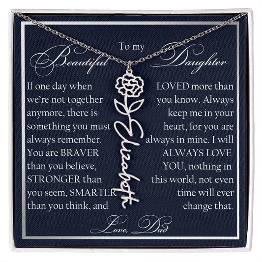 To My Beautiful Daughter, Name Flower Necklace