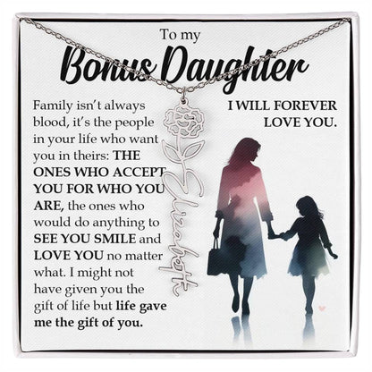 Bonus Daughter Gift, Name Flower Birth Month Necklace