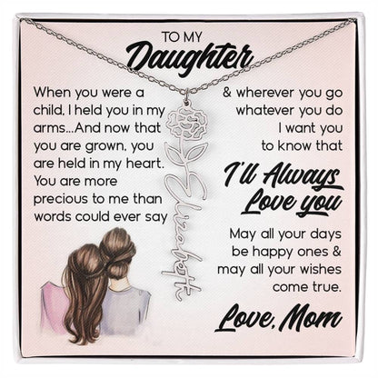 To My Daughter, Name Flower Necklace
