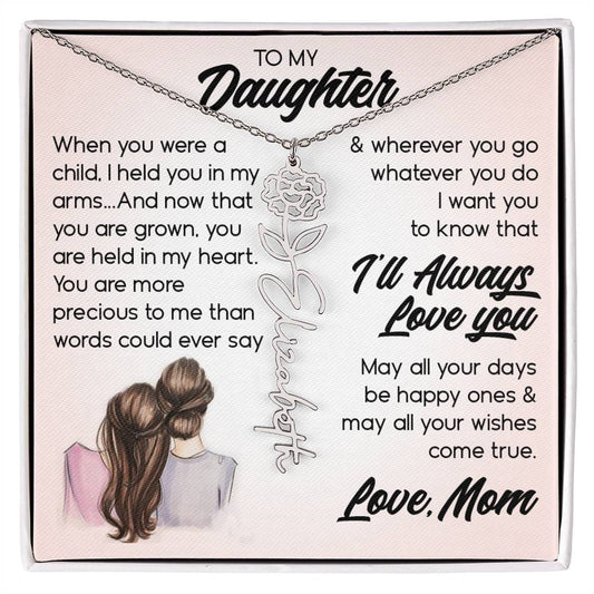 To My Daughter, Name Flower Necklace
