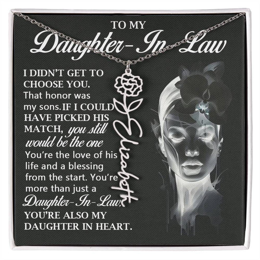 Daughter In Law Gift, Name Flower Necklace