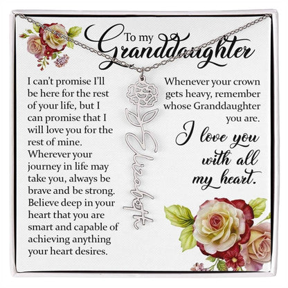 To My Granddaughter, Name Flower Necklace
