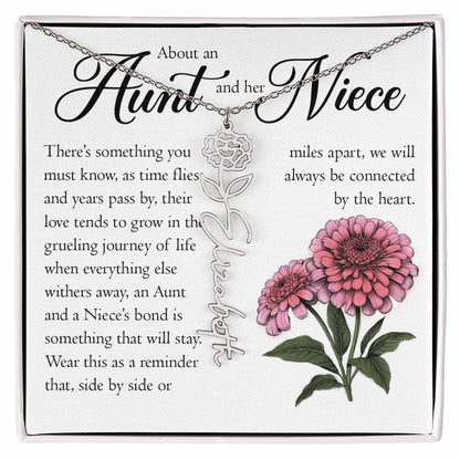 Aunt and Niece Gift, Name Flower Necklace