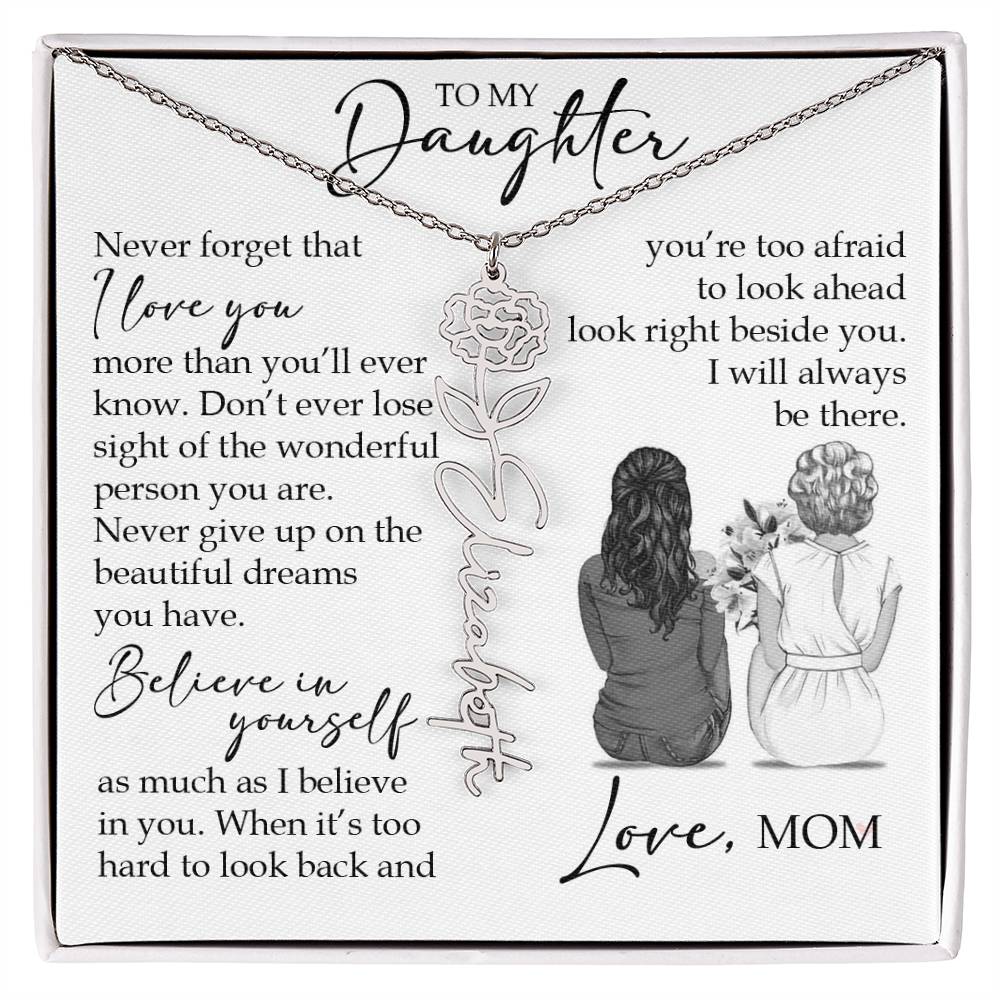 To My Daughter, Birth Flower Name Necklace
