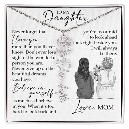 To My Daughter, Birth Flower Name Necklace