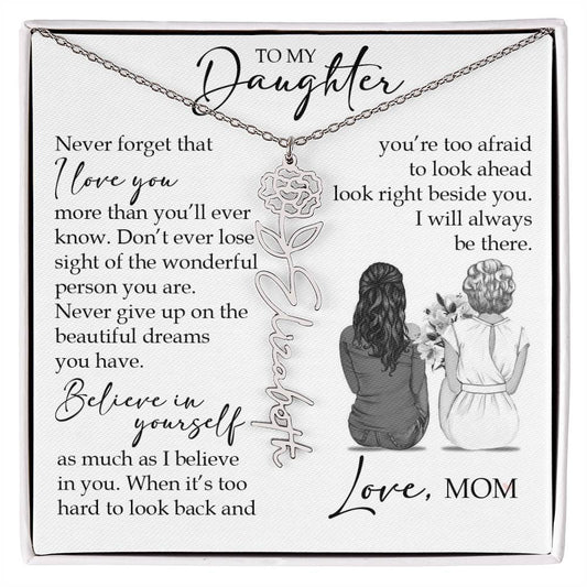 To My Daughter, Birth Flower Name Necklace