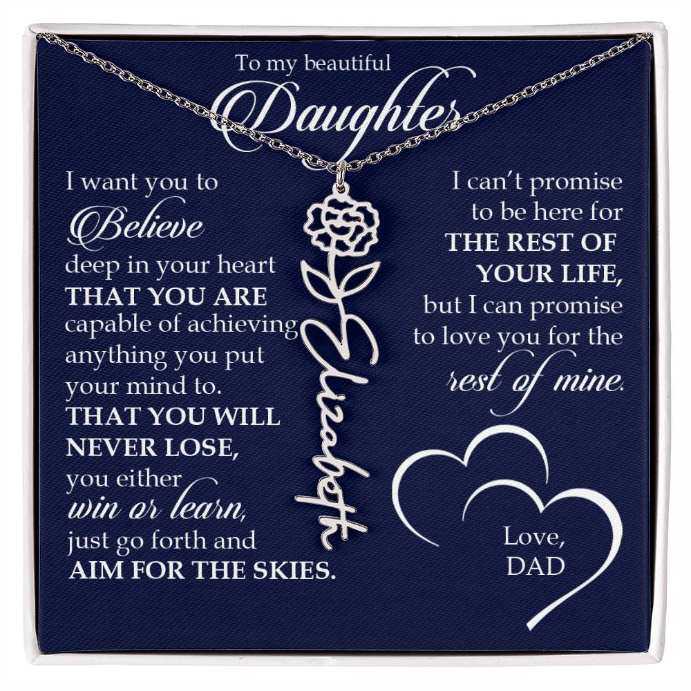 To My Beautiful Daughter, Name Flower Necklace