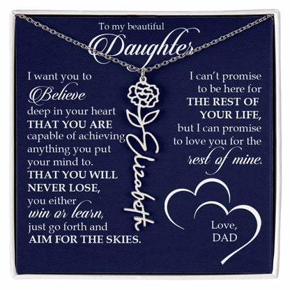 To My Beautiful Daughter, Name Flower Necklace