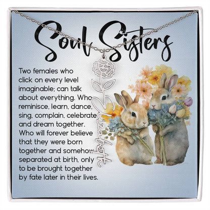 Soul Sisters Gift, Name Flower Necklace