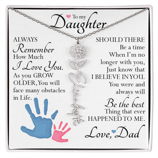 To My Daughter, Name Flower Necklace