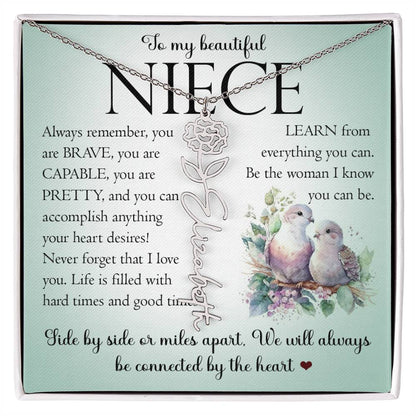 Niece Gift, Name Flower Necklace