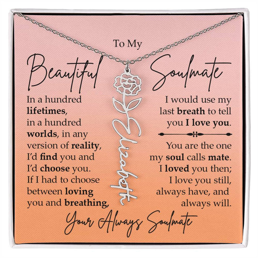 To My Beautiful Soulmate, Name Flower Necklace