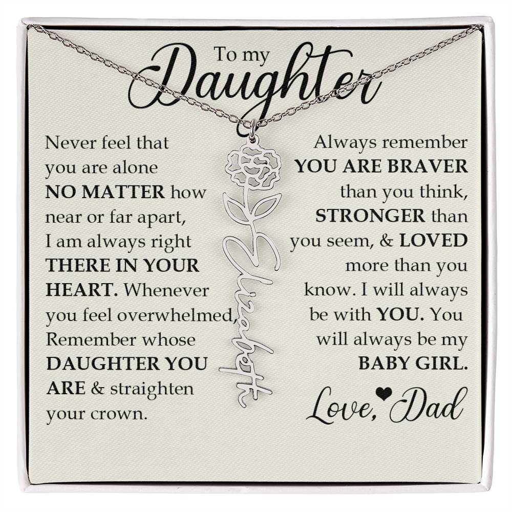 To My Daughter, Name Flower Necklace