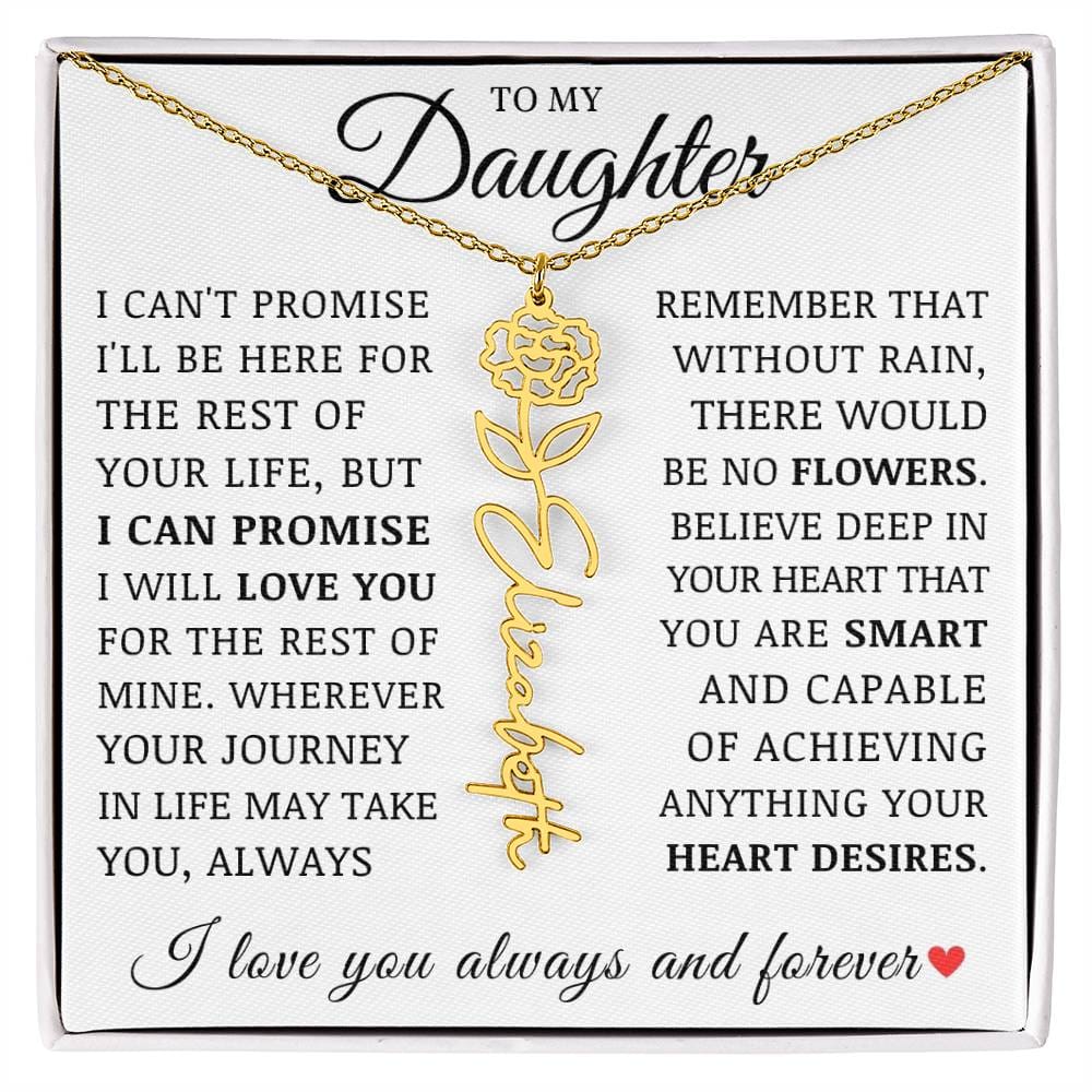To My Daughter, Customized Name Necklace with Birth Flower, Birthday Christmas Graduation Gift for Her