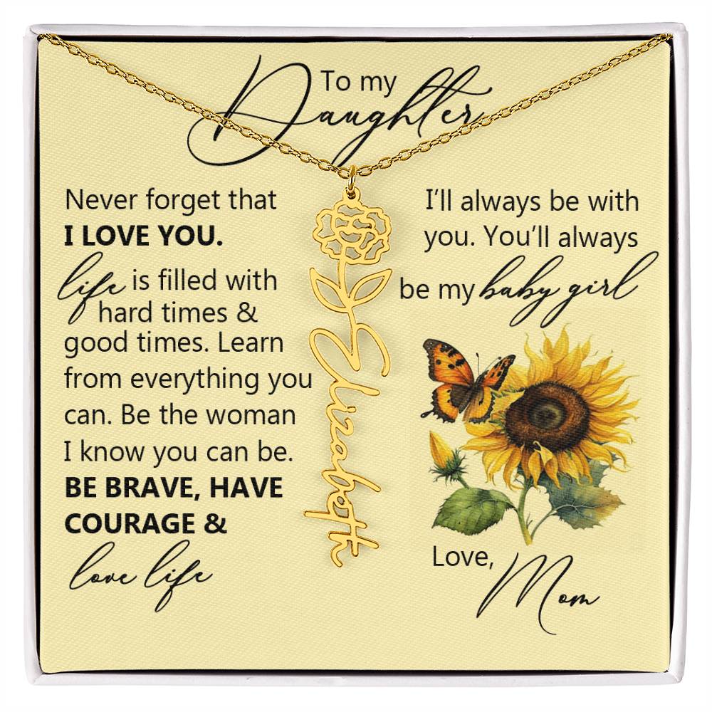 To My Daughter, Name Flower Necklace