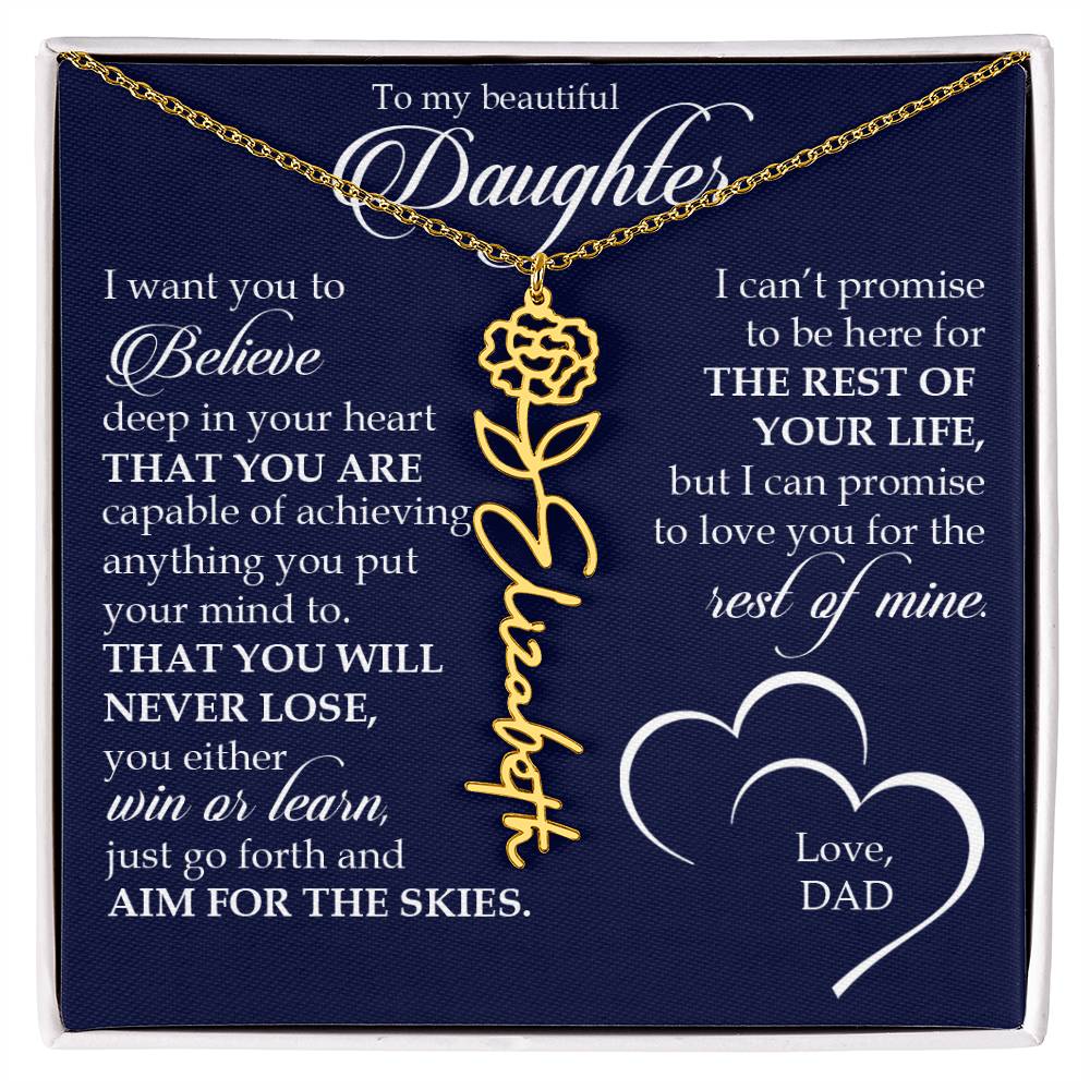 To My Beautiful Daughter, Name Flower Necklace