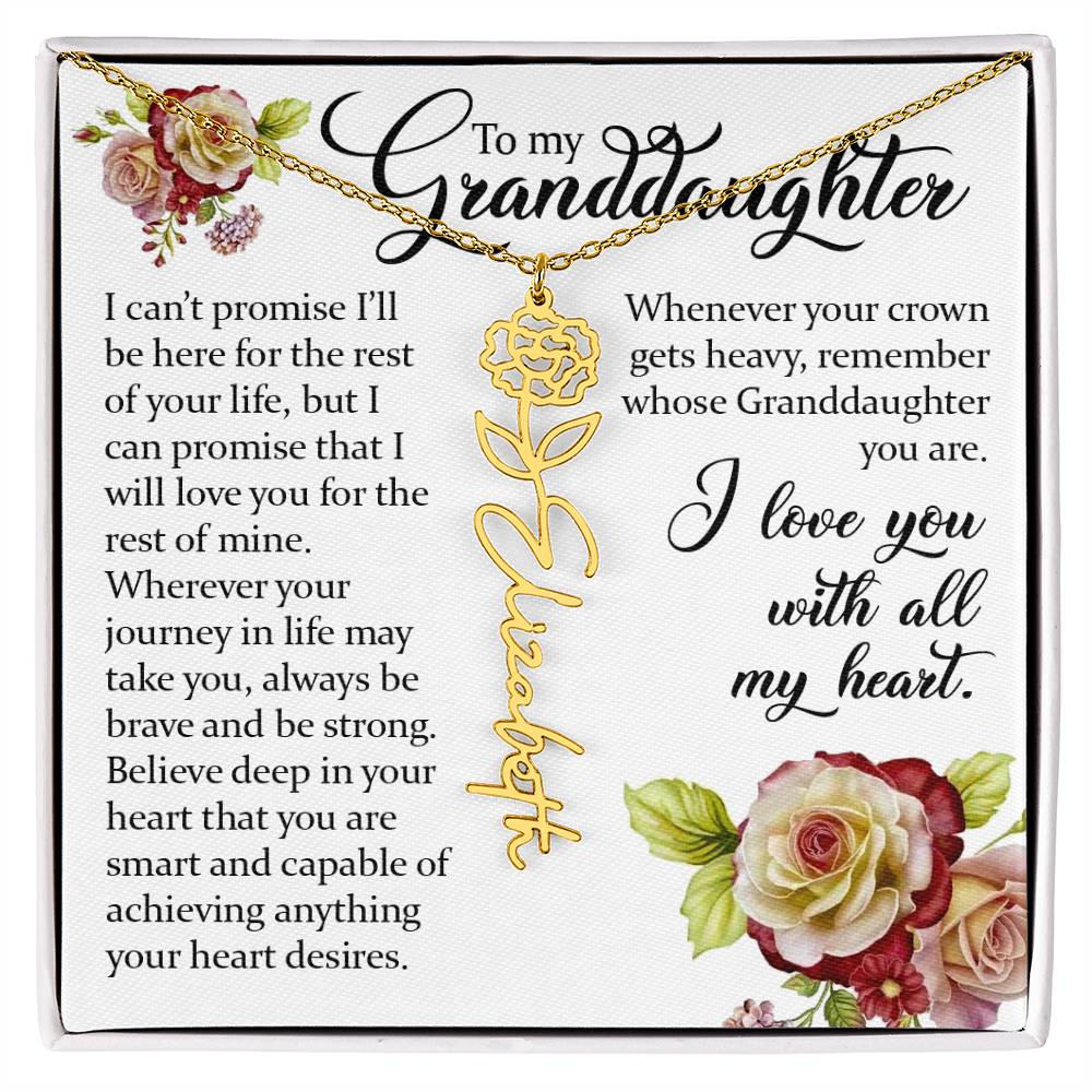 To My Granddaughter, Name Flower Necklace