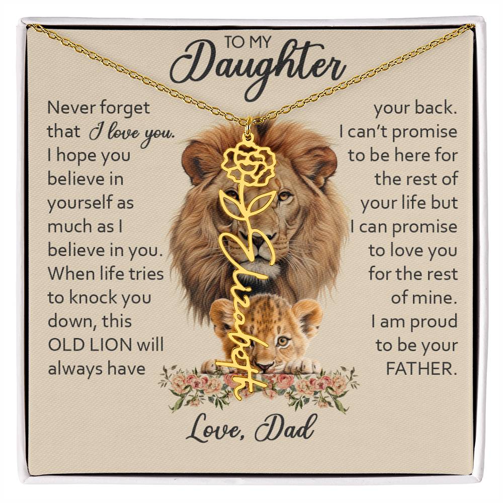 To My Daughter, Birth Flower Name Necklace