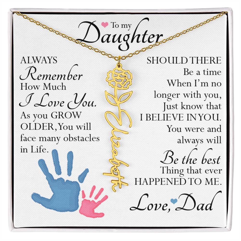 To My Daughter, Name Flower Necklace