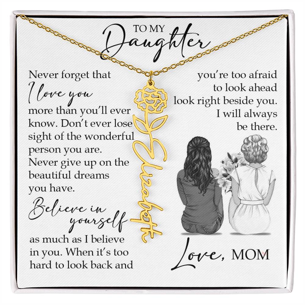 To My Daughter, Birth Flower Name Necklace