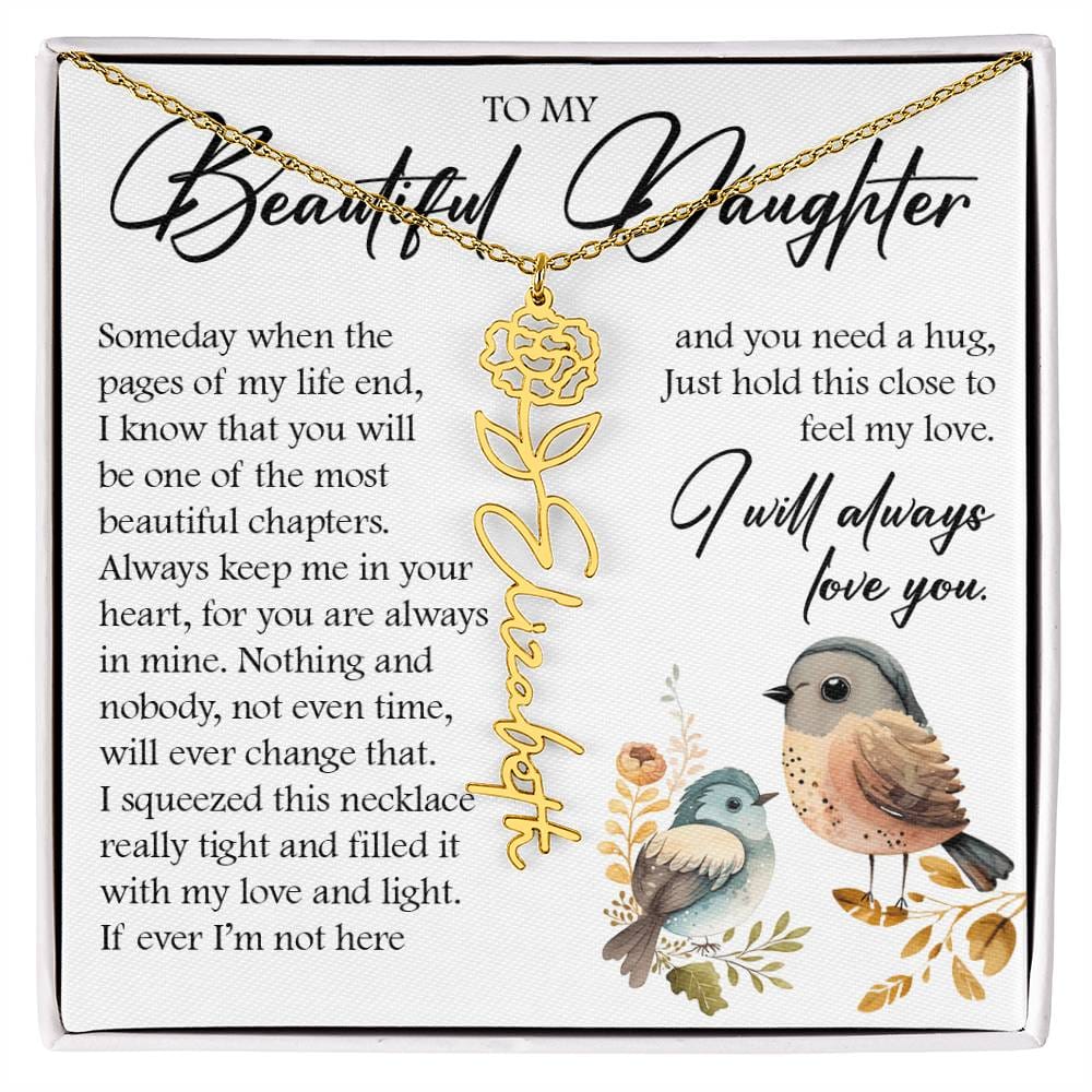 Custom Name Flower Necklace, Daughter Gift