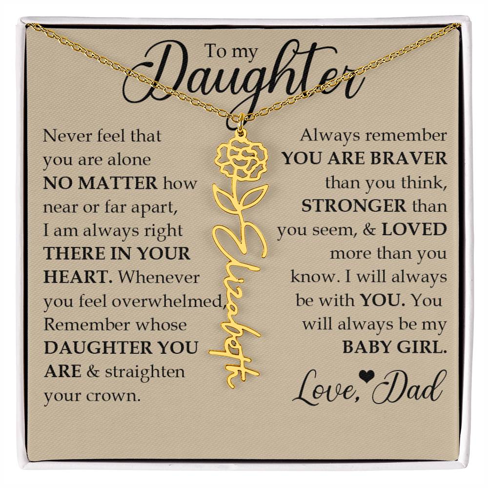 To My Daughter, Name Flower Necklace