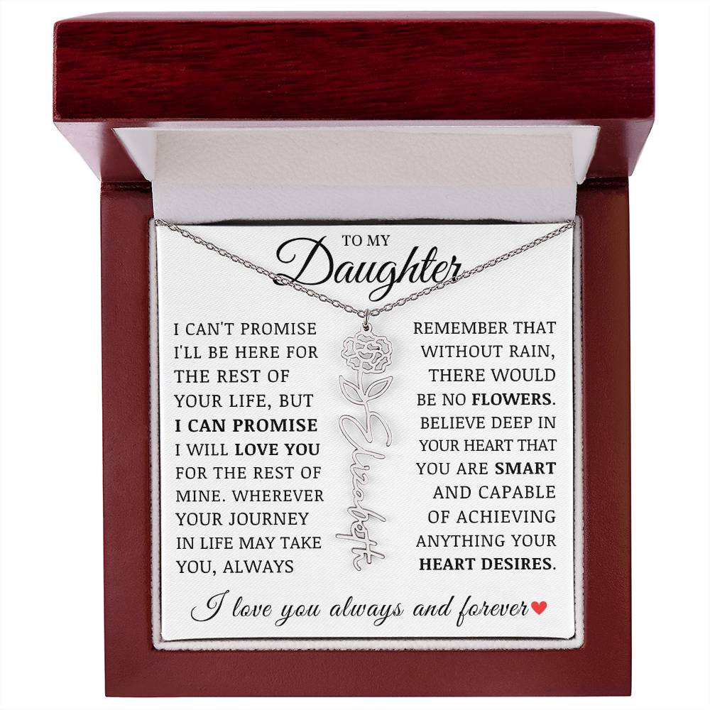 To My Daughter, Customized Name Necklace with Birth Flower, Birthday Christmas Graduation Gift for Her