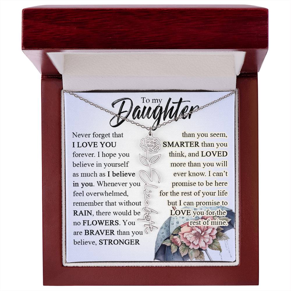 Custom Name Flower Necklace, Daughter Gift