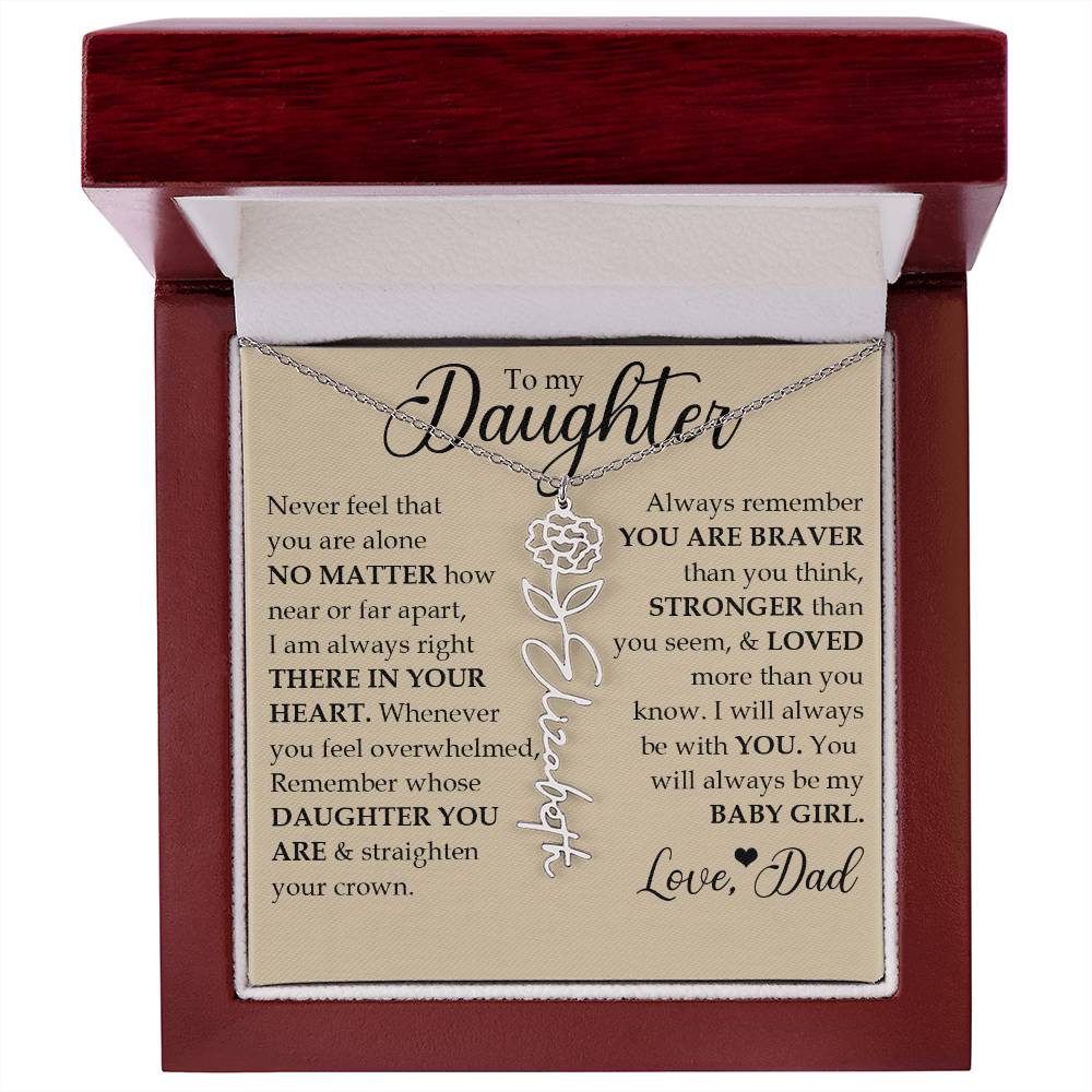 To My Daughter, Name Flower Necklace
