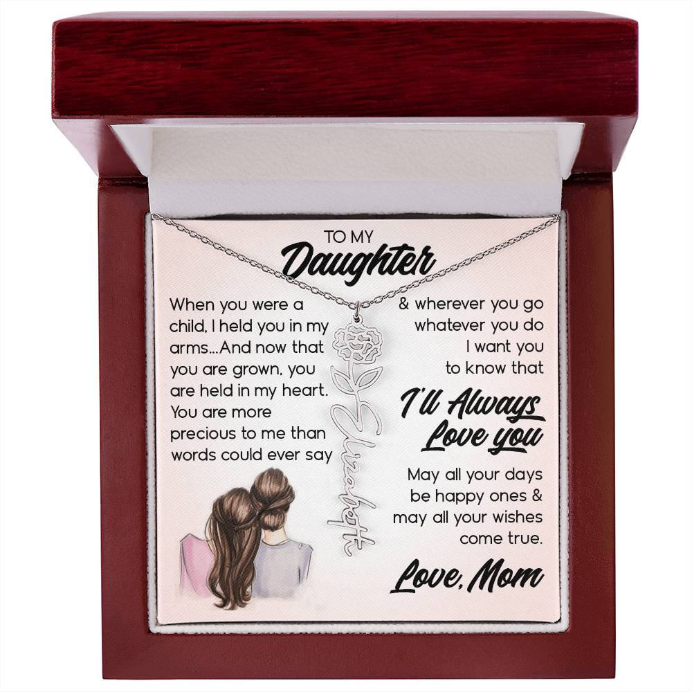 To My Daughter, Name Flower Necklace