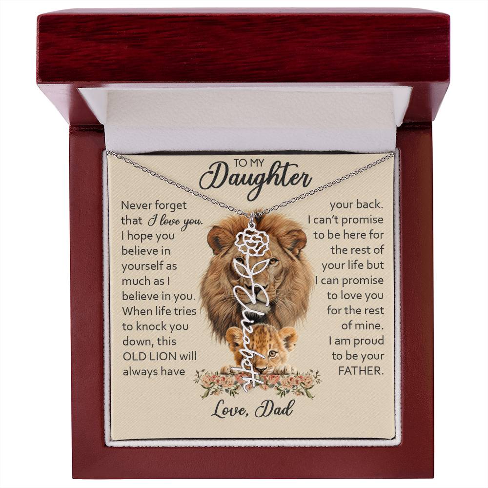 To My Daughter, Birth Flower Name Necklace